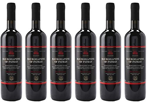 Mavrodaphne aus Patras 6x 0,75l P.D.O. Loukatos Likörwein rot | 15% Vol. | + 20ml Jassas Olivenöl von Jassas Griechische Feinkost