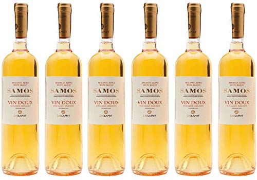 Samos Wein Vin Doux 6x 0,75l Likörwein weiß süß P.D.O. | 15% Vol. | Samos Wein | + 20ml Jassas Olivenöl von Jassas Griechische Feinkost