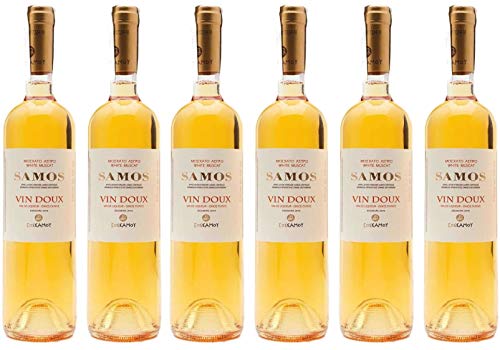 Samos Wein Vin Doux 6x 0,75l Likörwein weiß süß P.D.O. | 15% Vol. | Samos Wein | + 20ml Jassas Olivenöl von Jassas Griechische Feinkost