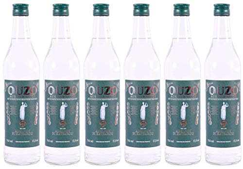 Ouzo Tirnavou green 6x 0,7l 37,5% | Aus der ältesten Ouzo Destillerie der Welt | Katsaros Distillery seit 1856 | Milder Ouzo | + 20ml Jassas Olivenöl von Jassas