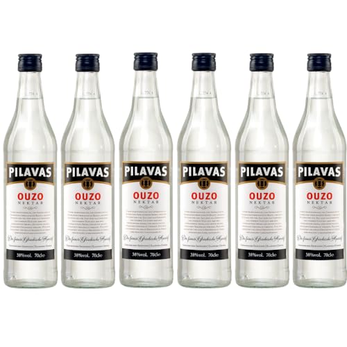 Ouzo Pilavas Nektar 6x 0,7l 38% Vol. | + 1 x 20ml Olivenöl"ElaioGi" aus Griechenland von Jassas Griechische Feinkost