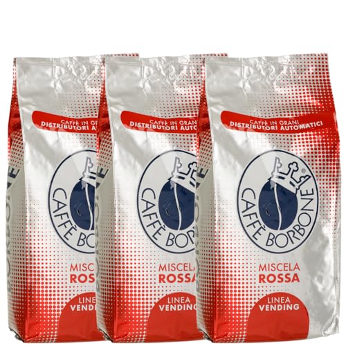 Caffé Borbone Miscela Rossa 3x 1000g aus Italien | Borbone Kaffee | Ganze Bohnen | 100% Robusta | + Jassas Gebäck von Jassas