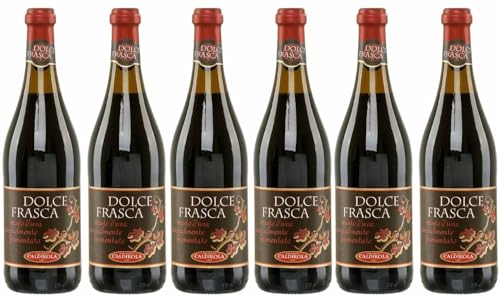 Dolce Frasca Rosso Caldirola 6x 0,75l | Lieblicher Rotwein aus Italien | 5,5% Vol.| + 20ml Jassas Olivenöl von Jassas