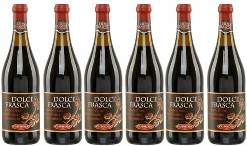 Dolce Frasca Rosso Caldirola 6x 0,75l | Lieblicher Rotwein aus Italien | 5,5% Vol.| + 20ml Jassas Olivenöl von Jassas Griechische Feinkost