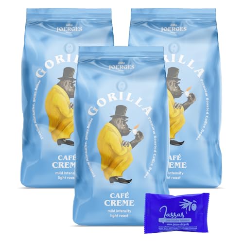 Gorilla Kaffee Creme 3x 1000g Joerges + Jassas Gebäck | Arabica-Kaffee 3er Pack 1kg von Jassas Griechische Feinkost