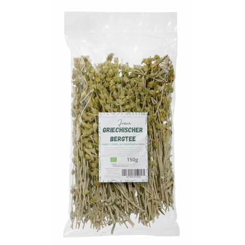 Bio Bergtee aus Griechenland - 150g - Ganze Stängel - Hand geerntet - Zertifiziert biologisch angebaut - BIO Bergtee aus dem Norden Griechenlands - DE-ÖKO-037 von Jassas Griechische Feinkost