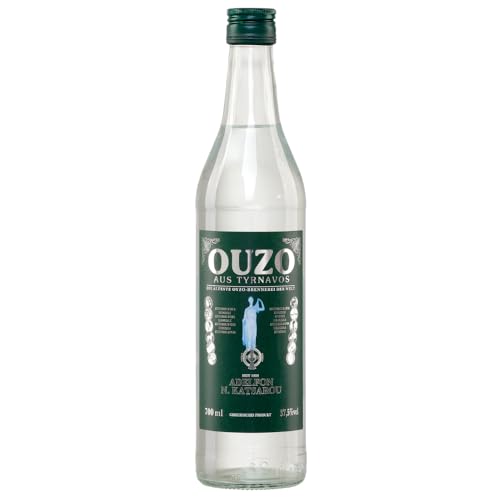 Ouzo Tirnavou green 0,7l Flasche 37,5% | Aus der ältesten Ouzo Destillerie der Welt | Katsaros Distillery seit 1856 | Milder Ouzo von Jassas Griechische Feinkost