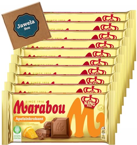 10 x Marabou Apelsin Krokant Orangen Krokant Schokolade - 10 x XXL Tafel 220g - Jawela Set - 10er Set Großpackung - Rainforest Alliance zertifiziert von Jawela