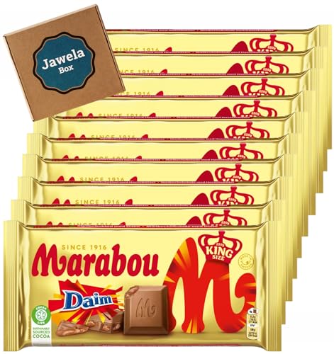 10 x Marabou Daim Schokolade - 10 x XXL Tafel 220g - Jawela Set - 10er Set Großpackung - Rainforest Alliance zertifiziert von Jawela