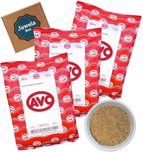 AVO Gyros Gewürz 3 kg - Jawela Box - 3 x 1 kg Gyros Gewürzmischung aus natürlichen Zutaten – Großpackung AVO Gyros Gewürz 3 kg - Jawela Box - 3 x 1 kg Gyros Gewürzmischung aus natürlichen Zutaten – Großpackung von Jawela