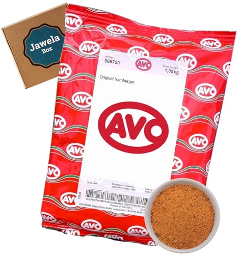AVO Hamburger Gewürzsalz 1kg - Jawela Box - Burger Hackfleisch Frikadellen Gewürz Gewürzmischung aus natürlichen Zutaten – Großpackung von Jawela