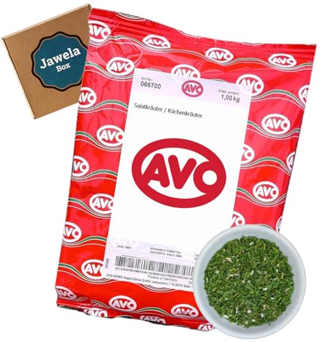 AVO Salatkräuter Küchenkräuter 1kg - Jawela Box - Kräutermischung Gartenkräuter für Salatdressing, Kräuterquark, Dips und vieles mehr – Großpackung Kräuter Gewürzkräuter AVO Salatkräuter Küchenkräuter 1kg - Jawela Box - Kräutermischung Gartenkräuter für Salatdressing, Kräuterquark, Dips und vieles mehr – Großpackung Kräuter Gewürzkräuter von Jawela