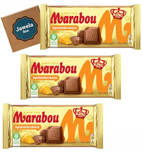 Marabou Apelsinkrokant Orangen Krokant Schokolade 3er Set - 3 x XXL Tafel 220g - Jawela Set - Großpackung - Rainforest Alliance zertifiziert von Jawela