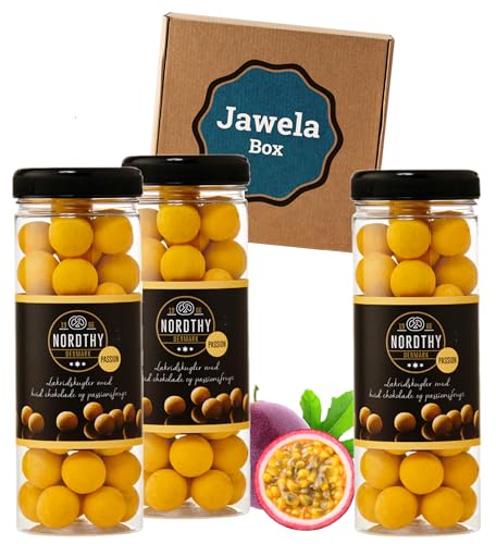 Nordthy Schokoladen Lakritzkugeln Passion 3 x 300g - Jawela Box - Gourmet-Lakritz-Kugeln Passionsfrucht Maracuja - Geschenk von Jawela