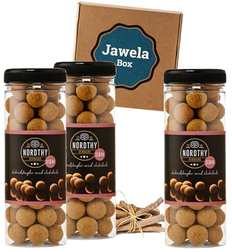 Nordthy Schokoladen Lakritzkugeln Stark 3 x 300g - Jawela Box - Gourmet-Lakritz-Kugeln - Geschenk von Jawela