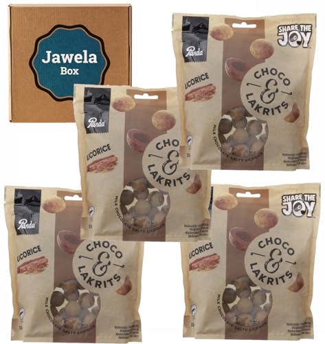 Panda Lakritzkugeln mit Schokolade 4 x 330g "Choco & Lakrits" - Jawela Box - finnische Licorice Kugeln - Gourmet Panda Lakritz Kugeln von Jawela
