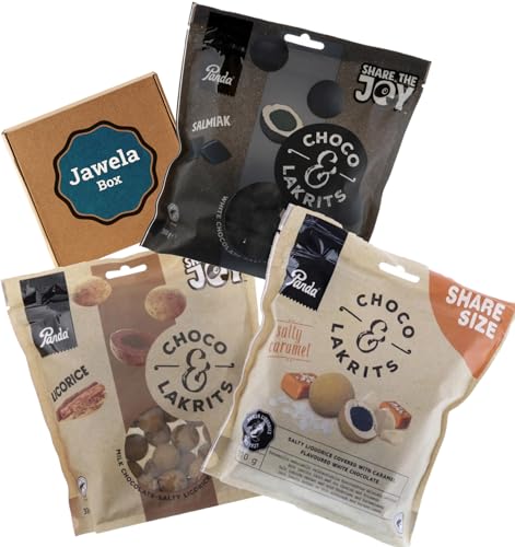 Panda Lakritzkugeln mit Schokolade Probierset 3 Sorten: "Choco & Lakrits", Salty Caramel", Salmiak" - Jawela Mix Set - finnische Licorice Kugeln - Gourmet Panda Lakritz Kugeln Probierpaket von Jawela