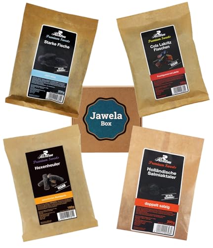 Rexim Premium Sweets Lakritz Mix Set Probierset 4 x leckere Sorten - Hexenheuler, Starke Fische, Holländische Salmiaktaler, Cola Lakritz Flaschen - Jawela Mix Set - Premium Lakritz Probierpaket Rexim Premium Sweets Lakritz Mix Set Probierset 4 x leckere Sorten - Hexenheuler, Starke Fische, Holländische Salmiaktaler, Cola Lakritz Flaschen - Jawela Mix Set - Premium Lakritz Probierpaket von Jawela