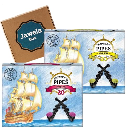 Skipper's Pipes Mix Set Probierset "Original" 340g + "Seasalt" 340g - 40 Leaf Malaco Lakritzpfeifen Skippers Pipes - Jawela Skipper Pipe Set von Jawela