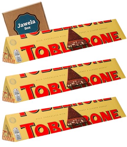 Toblerone Milch Schokolade 3er Set - 3 x 360g - Jawela Set - Milk Chocolate Schokorigel- Feine Schweizer Milchschokolade mit Honig- und Mandelnougat von Jawela