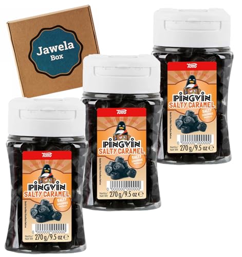 Toms Pingvin Salty Caramel 3er Set - 3 x 270g Salz Karamell Lakritz Pastillen - Jawela Box - original dänisches Lakritz Toms Pingvin Salty Caramel 3er Set - 3 x 270g Salz Karamell Lakritz Pastillen - Jawela Box - original dänisches Lakritz von Jawela