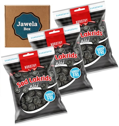 Zuckerfrei Nordthy Sød Lakrids Süß Lakritz weich sukkerfri 3er Pack - 3 x 75g sugarfree Süßlakritz Jawela Box - ohne Zucker, kalorienreduziert von Jawela