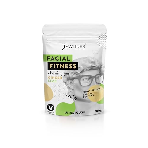 JAWLINER Fitness-Kaugummi - Jawline-Kaugummi - hartes Kaugummi - Mewing Gum (Ingwer Limette) - Kiefertrainer - 2 Monatspackung von Jawliner