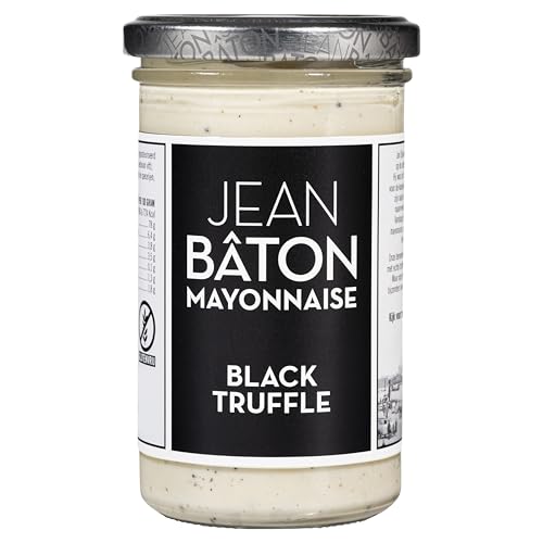 JEAN BÂTON - Mayonnaise Black Truffle | Cremige Mayonnaise mit echtem schwarzem Trüffel. Trüffel Mayonnaise perfekt für Steak, Sandwiches und Pommes | Glutenfreie Trüffel Mayo | Inhalt: 245ml von Jean Bâton