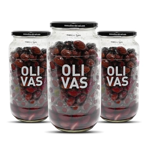 3er Set OLIVAS Aragonesas / 600 g (Glas) * Natürlich schwarz – Vollreife Frucht von Jean Jartin Oliva del Sol