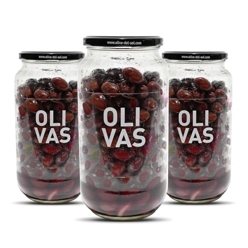 3er Set OLIVAS Aragonesas / 600 g (Glas) * Natürlich schwarz – Vollreife Frucht von Jean Jartin Oliva del Sol