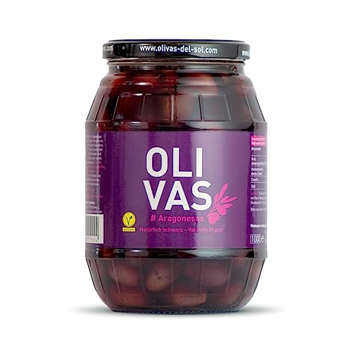 OLIVAS Aragonesas / 600 g (Glas) * Natürlich schwarz – Vollreife Frucht von Jean Jartin Oliva del Sol