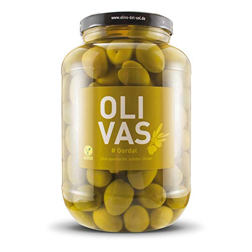 OLIVAS Gordal / 2.500 g (Gallone) * spanische XXL-Riesenoliven * die Dicken im Jumbo-Format von Jean Jartin Oliva del Sol