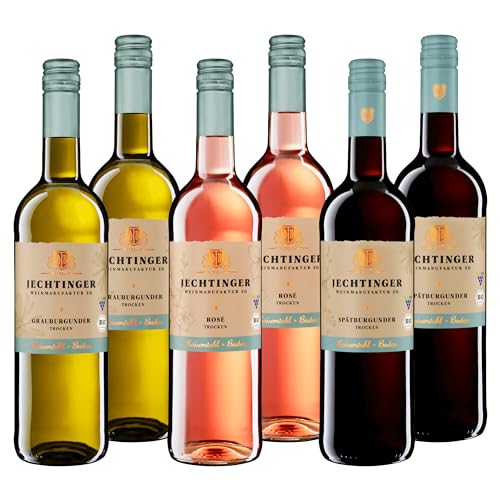 Jechtinger Bio Wein Probierpaket - Grauer Burgunder, Rosé, Spätburgunder QbA trocken im Wein-Paket - Bio-Weine Tasting-Set aus bester Lage, Badischer Wein (6 x 0,75 l) von Jechtinger Weinmanufaktur eG