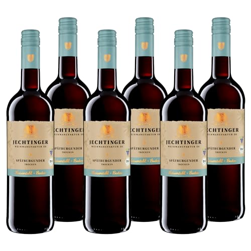 Jechtinger Spätburgunder QbA trocken – GOLD Berliner Wein Trophy 2023 – Bio-Rotwein, kräftig & saftig mit Kirsche, Beerenfrucht & würziger Note (6 x 0,75 l) von Jechtinger Weinmanufaktur eG