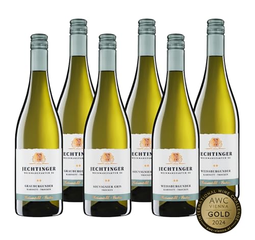 Jechtinger Weißwein Probier-Paket - Grauburgunder, Weißburgunder & Souvignier Gris je 2 Flaschen, frisch & fruchtig, deutsche Weißweine vom Kaiserstuhl (6 x 0,75l) von Jechtinger Weinmanufaktur eG