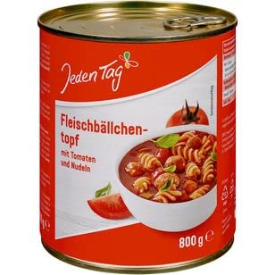 6 Dosen a 800 g "Jeden Tag" Fleischbällchentopf Tomaten/Nudeln von Jeden Tag