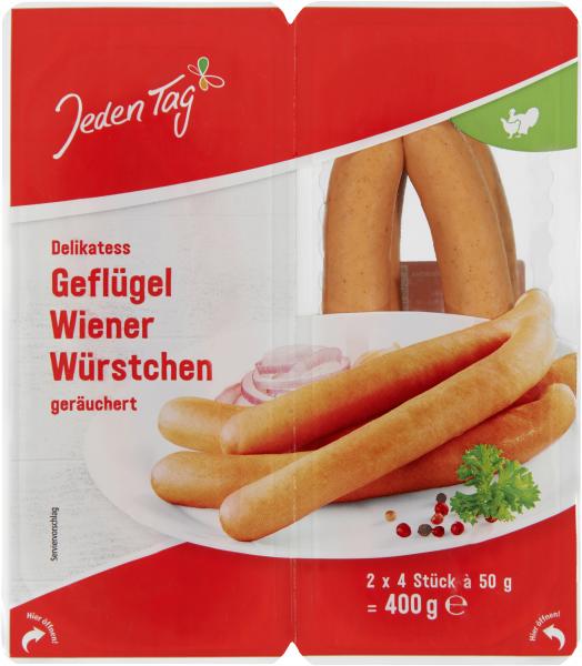 Jeden Tag Delikatess Geflügel Wiener Würstchen von Jeden Tag