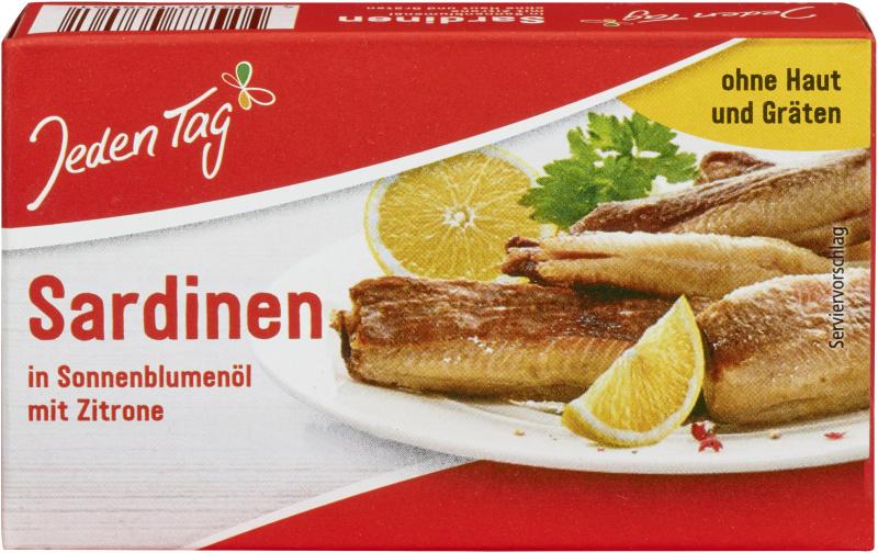 Jeden Tag Sardinen in Sonnenblumenöl ohne Haut und Gräten von Jeden Tag