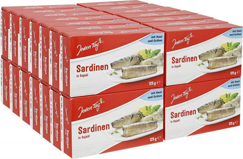 Jeden Tag Sardinen in Sojaöl mit Haut und Gräten von Jeden Tag