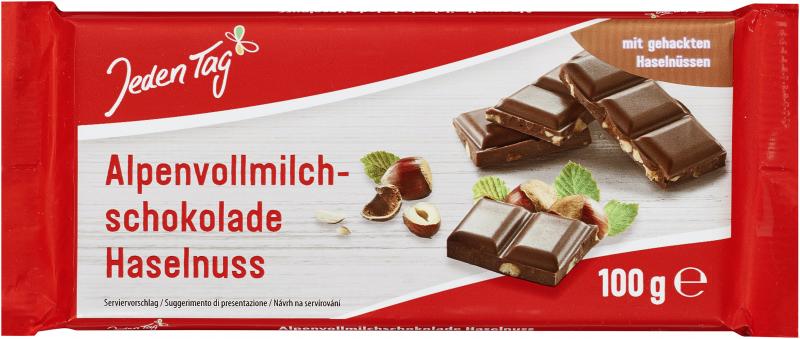 Jeden Tag Schokolade Alpenvollmilch-Haselnuss von Jeden Tag