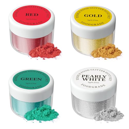 Essbarer Glitzer set 4 x 5g, Jelife Glitzerpulver für Getränke Lebensmittel Glitzer 4 Farbenset Glitzerpuder Backglitzer für Schokolade, Erdbeeren, Cupcakes, Weihnachten Kuchen, Fondant, Getränken Essbarer Glitzer set 4 x 5g, Jelife Glitzerpulver für Getränke Lebensmittel Glitzer 4 Farbenset Glitzerpuder Backglitzer für Schokolade, Erdbeeren, Cupcakes, Weihnachten Kuchen, Fondant, Getränken von Wayin