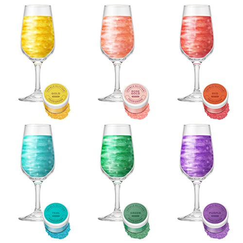 Glitzerpulver für Getränke 6 Farben, Jelife Essbares Glitzer set geschmacklos, Trinkbares Glitzerpuder für Likör, Cocktails, Sekt, Wein, Champagner, Osterkuchen (4g) von Jelife