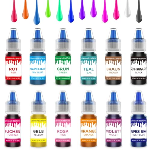 Lebensmittelfarbe Flüssig 12 Farben Hochkonzentriert Food Coloring Lebensmittelfarbe Set für Backen, Kuchen, Macaron, Kekse, Kuchen Dekoration, Dessert Lebensmittelfarbe Flüssig 12 Farben Hochkonzentriert Food Coloring Lebensmittelfarbe Set für Backen, Kuchen, Macaron, Kekse, Kuchen Dekoration, Dessert von Jelife