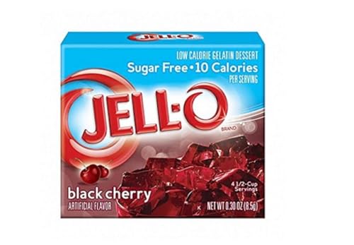 Jell-O Sugar Free Black Cherry Low Calorie Gelatin Dessert (8,5 g) von Jell-O
