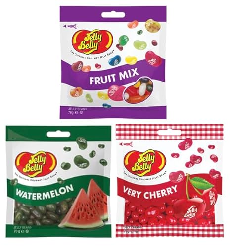 Jelly Belly Frucht Mix - Very Cherry (Kirsche), Watermelon (Wassermelone), Fruit Mix mit 16 Sorten - Jelly Beans (3 x 70g) von Jelly Belly Candy Company