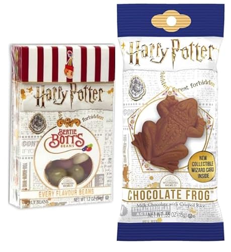 Harry Potter Jelly Belly Bertie Botts Bohnen 35g und Schokoladenfrosch mit Sammelkarte von Jelly Belly