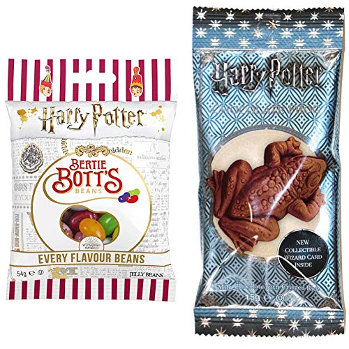 Jelly Beans Harry Potter Bertie Botts 2er Set: 1x Bertie Botts Bohnen + 1x Schokoladenfrosch inkl. Hologramm Zauberer Sammelkarte von Jelly Belly