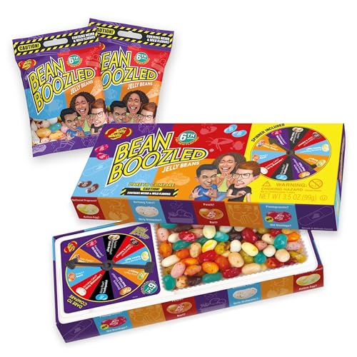 Jelly Belly Beans Boozled Glücksrad & Nachfüllset der 6. Generation, 100g + 2x54g Bags - eklige Geschmacksduelle wie Tutti-Frutti/Stinkende Socken, ideal für Partys & Spieleabende von Jelly Belly