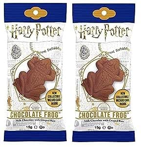 Jelly Belly Harry Potter Schokofrosch 2er Pack (2x15g) mit Sammelkarte von berühmten Hexen und Zauberern, Milchschokolade mit Puffreis von Jelly Belly