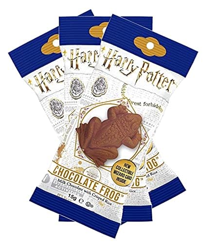 Jelly Belly Harry Potter Schokofrosch 3er Pack (3x15g) mit Sammelkarte von berühmten Hexen und Zauberern, Milchschokolade mit Puffreis von Jelly Belly